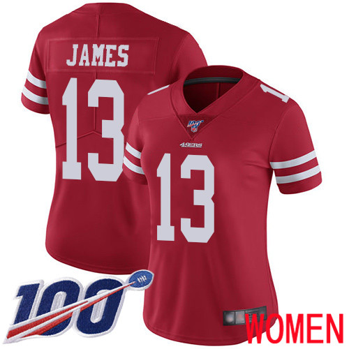San Francisco 49ers Limited Red Women Richie James Home NFL Jersey #13 100th Season Vapor Untouchable